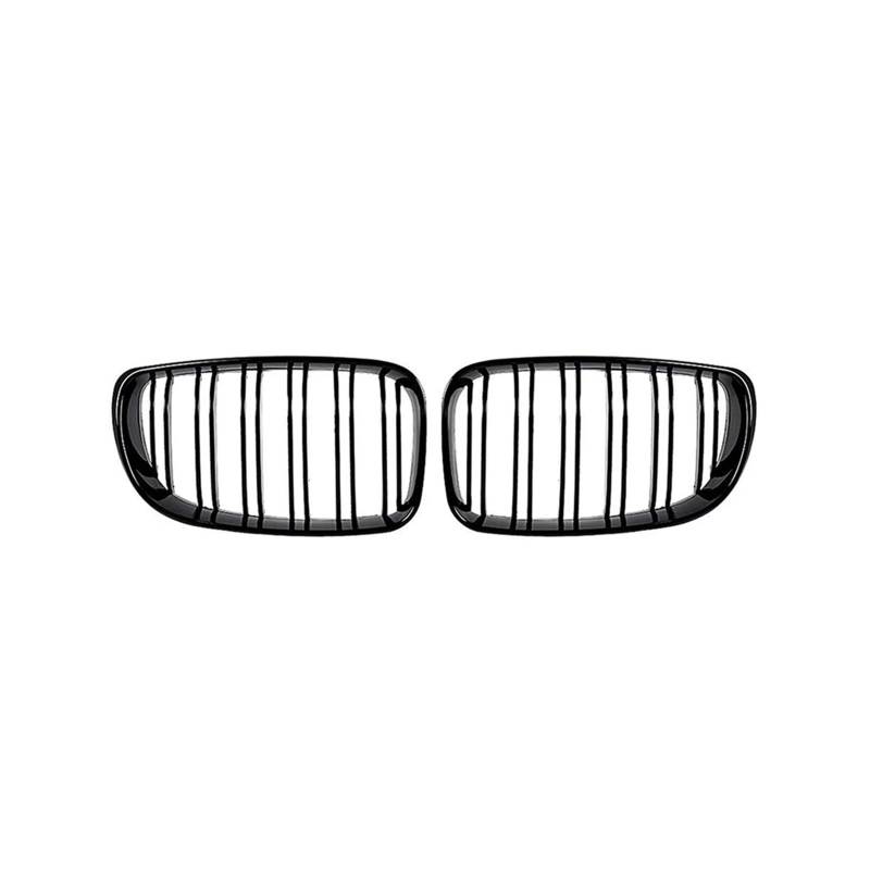Haubengrill 2Pcs Für E81 E82 E87 E88 2007 2008 2009 2010 2011 2012 2013 Glanz Schwarz Front Nieren Gitter Vorne Haube Kühlergrill(Gloss Black 2 Slat) von DPEDFVXVMR