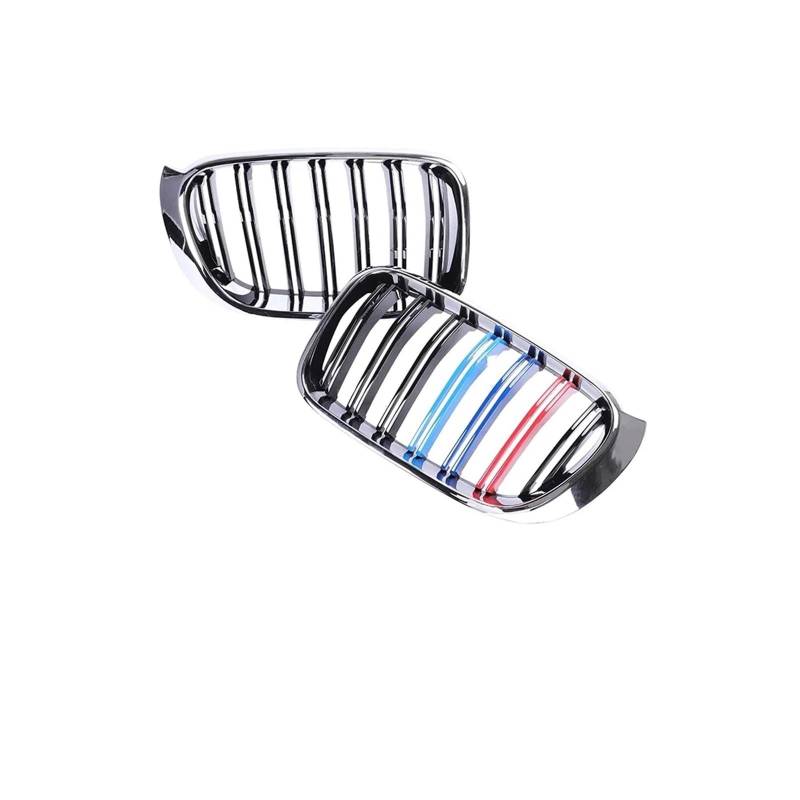 Haubengrill 2Pcs Für X3 Für X4 F25 F26 2014-2018 Auto Untere Frontstoßstange Nieren Racing Grill Stil Kühlergrill Vorne Haube Kühlergrill(Dual Chrome M Design) von DPEDFVXVMR