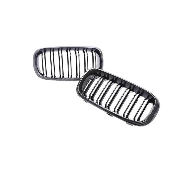 Haubengrill 2Pcs Für X5 Für X6 F15 F16 2014-2018 Auto Vorderen Stoßfänger Kühler Glanz Schwarz Grills Vorne Haube Kühlergrill(Dual Carbon Look) von DPEDFVXVMR