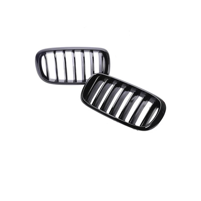 Haubengrill 2Pcs Für X5 Für X6 F15 F16 2014-2018 Auto Vorderen Stoßfänger Kühler Glanz Schwarz Grills Vorne Haube Kühlergrill(Single Gloss Black) von DPEDFVXVMR