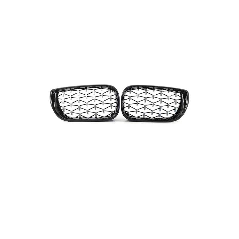 Haubengrill Für 3Serie E46 2002-2004 Auto Frontstoßstangengrill Glänzend Doppellinien-Stil Chrom Silber Diamanten Stil Vorne Haube Kühlergrill(Diamond-Chrome Black) von DPEDFVXVMR