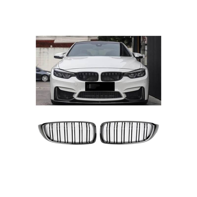Haubengrill Für 4er-Serie Für M3 Für M4 F32 F33 F36 F80 F82 2013-2019 Frontstoßstangengrill Doppellamellen Glänzend Schwarz Vorne Haube Kühlergrill(Glossy Black) von DPEDFVXVMR