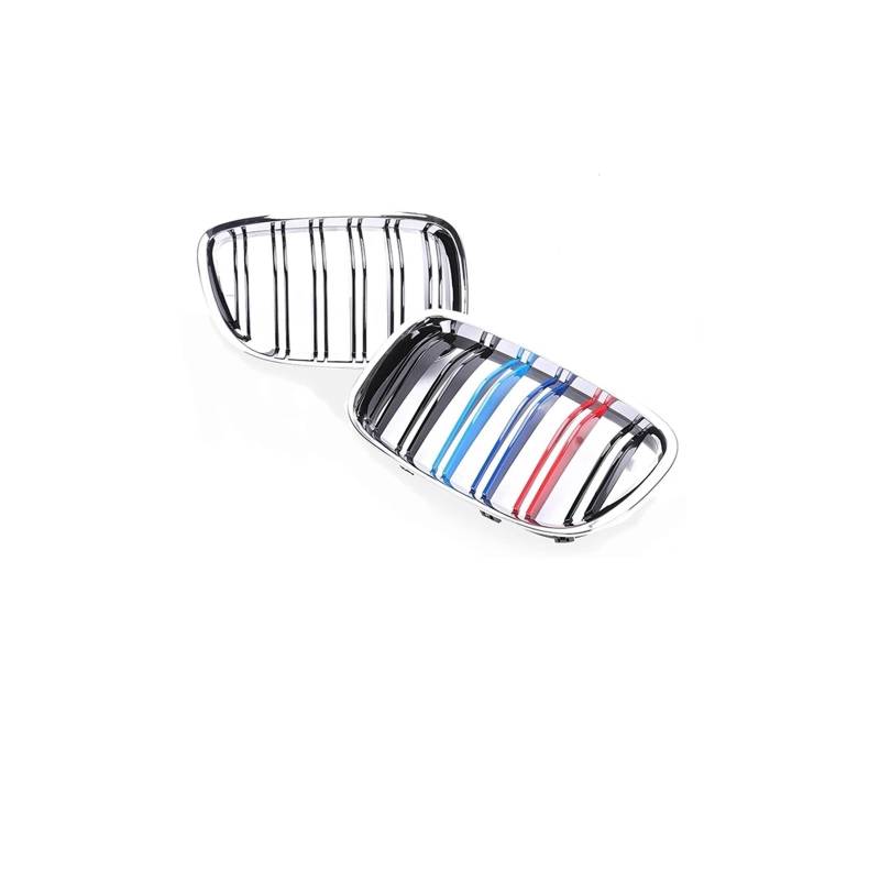 Haubengrill Für 5 Series Für GT F07 2010-2016 Frontstoßstange Nierengrills Doppellamellen-Kohlefasergrill Vorne Haube Kühlergrill(Dual Chrome Black 3) von DPEDFVXVMR