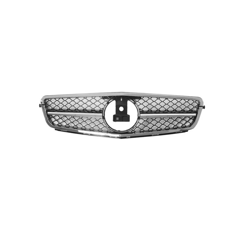 Haubengrill Für C Für Klasse W204 2007-2014 Für AMG Für GT Diamond Style Auto Frontstoßstangengrill Haubengrill Vorne Haube Kühlergrill(AM Full Silvery) von DPEDFVXVMR