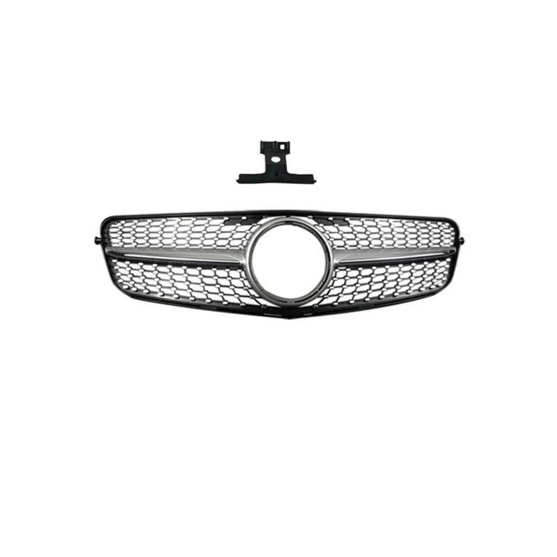 Haubengrill Für C Für Klasse W204 2007-2014 Für AMG Für GT Diamond Style Auto Frontstoßstangengrill Haubengrill Vorne Haube Kühlergrill(Diamond Silvery) von DPEDFVXVMR