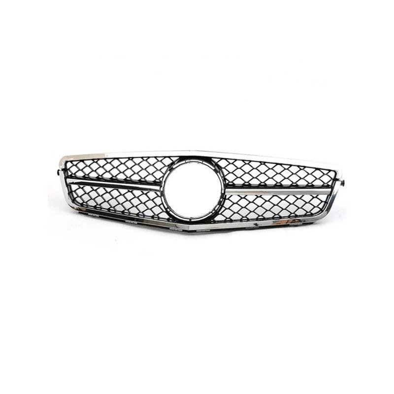 Haubengrill Für C-Klasse W204 2008-2013 Autogrill Schwarz Silber Für GT Für AMG Sytle Frontstoßstange Kühler Vorne Haube Kühlergrill(A Chorme) von DPEDFVXVMR