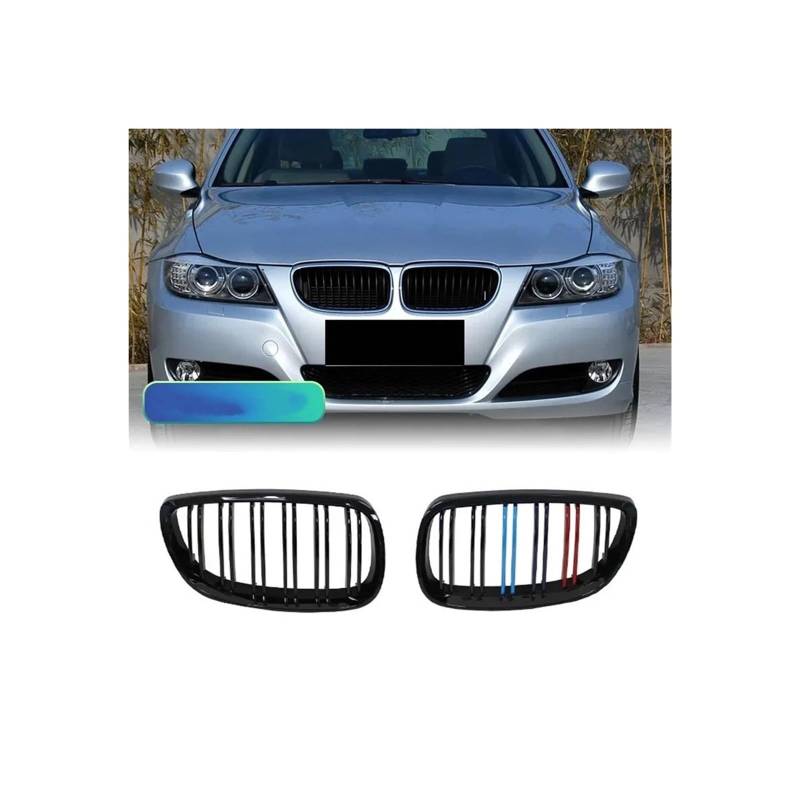 Haubengrill Für M3 E92 E93 2006-2009 Auto Vorderen Stoßfänger Nierengrill Glanz Schwarz Dual Line Grille Vorne Haube Kühlergrill(3 Colour) von DPEDFVXVMR