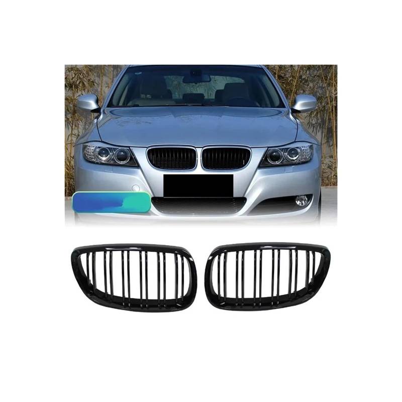 Haubengrill Für M3 E92 E93 2006-2009 Auto Vorderen Stoßfänger Nierengrill Glanz Schwarz Dual Line Grille Vorne Haube Kühlergrill(Gloss Black) von DPEDFVXVMR