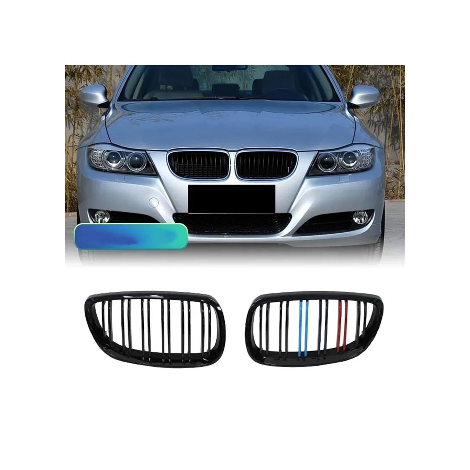 Haubengrill Für M3 E92 E93 2006-2009 Frontstoßstange Nierengrill Glanz Schwarz Dual Line Grille Vorne Haube Kühlergrill(3 Colour) von DPEDFVXVMR