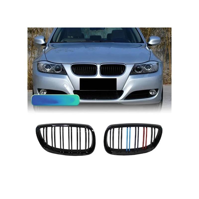 Haubengrill Für M3 E92 E93 2006-2009 Frontstoßstange Nierengrill Glanz Schwarz Dual Line Grille Vorne Haube Kühlergrill(3 Colour) von DPEDFVXVMR