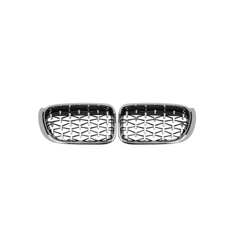 Haubengrill Für X3 Für X4 F25 F26 2014-2018 Auto Frontstoßstangengitter Carbonfaser-Optik Doppellinienstil Vorne Haube Kühlergrill(Diamond-Silver) von DPEDFVXVMR