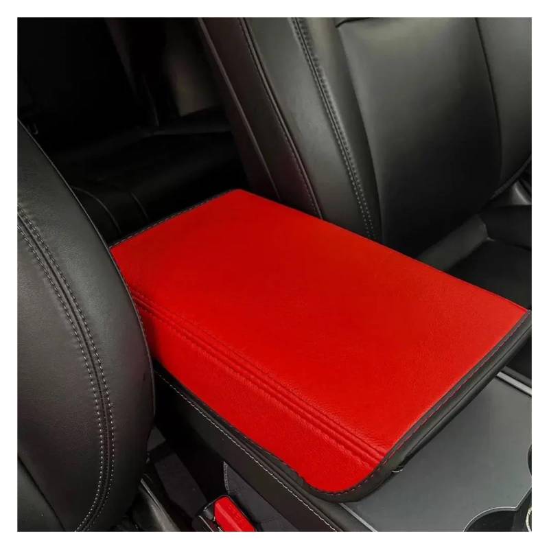 Lenkrad Rahmen Dekorative Auto Center Armlehne Schutz Abdeckung Lagerung Box Matte Armlehne Schutz Abdeckung Innen Trim Für Tesla Für Modell 3 Für Y Mittelkonsole Dekor(Red) von DPEDFVXVMR