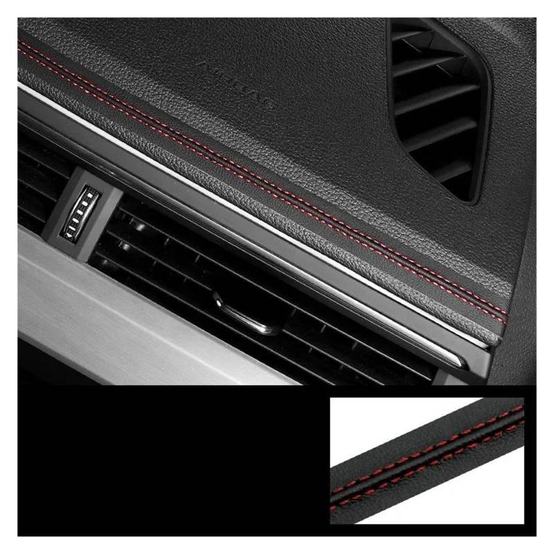 Lenkrad Rahmen Dekorative Universal Auto Selbstklebende Armaturenbrett Leder Dekorative Linie DIY Geflecht Streifen Innenform Dekoration Mittelkonsole Dekor(Red line,3 Meters) von DPEDFVXVMR