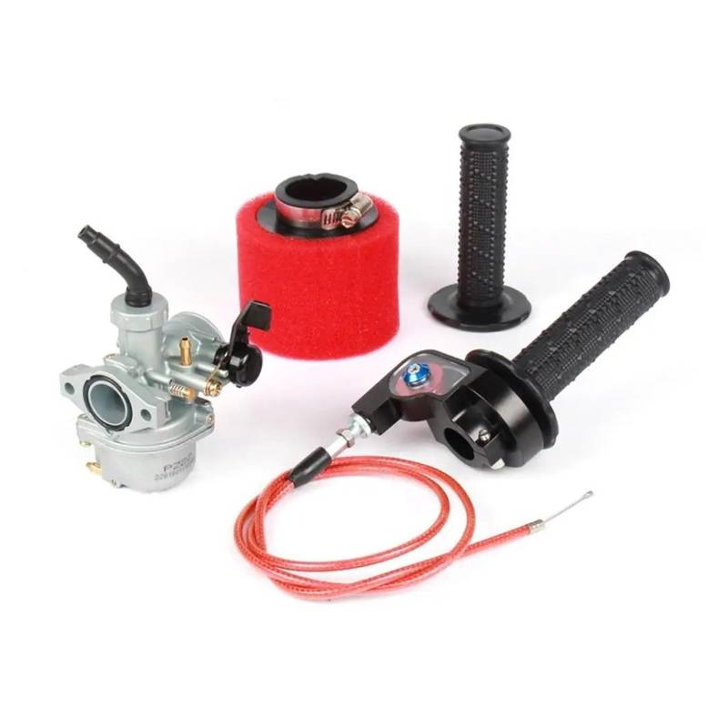 Vergaser Für SSR Für Lifan CRF50 Für 110cc 125cc PZ22 22mm Motorrad Carb Vergaser Mit Luftfilter Visiable Pit Dirt Bike ATV Vergaser Kit(Red Straight) von DPEDFVXVMR