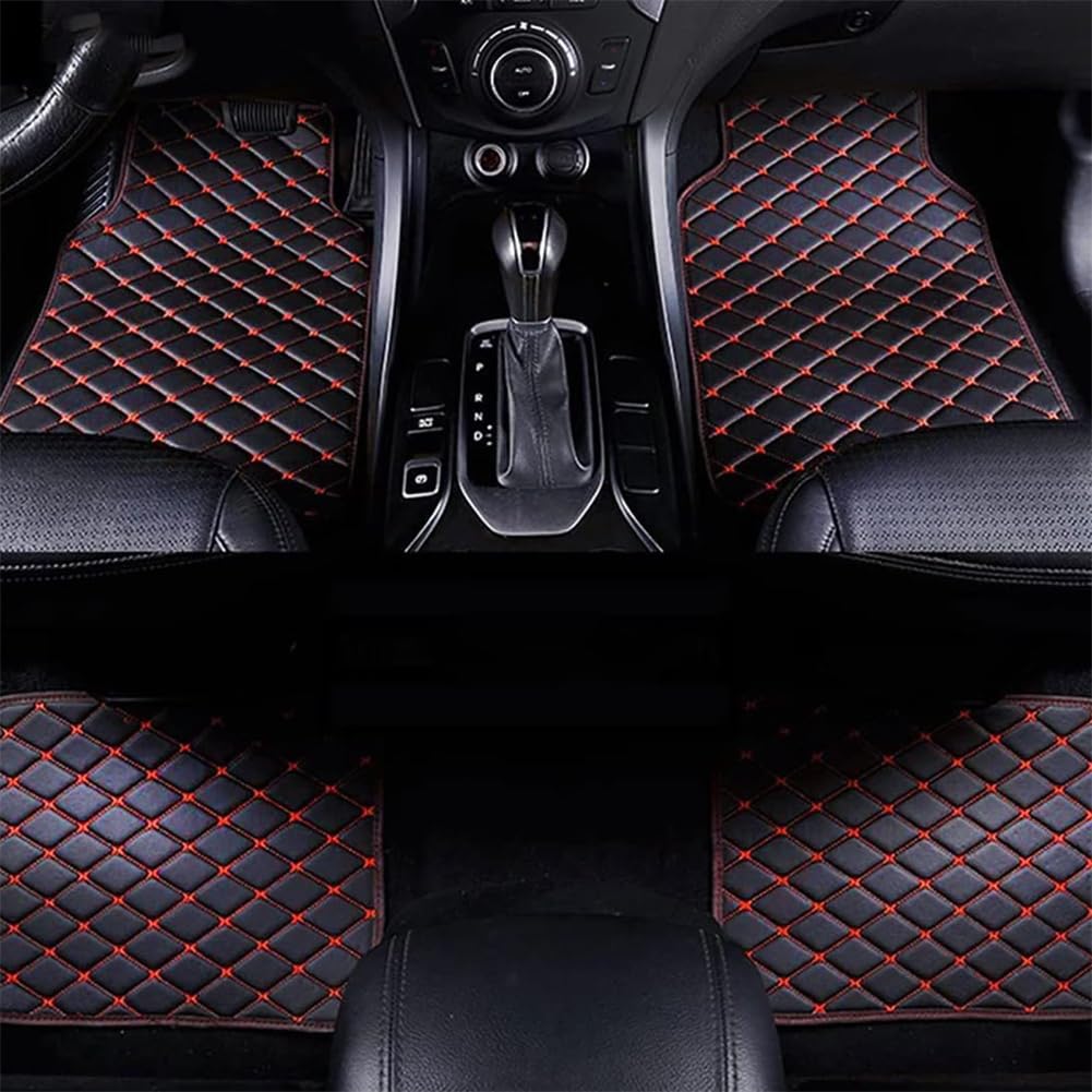 4 StüCk Leder Auto FußMatten für BMW 2er Active Tourer U06 2022-2024(LHD), Vorne Hinten Teppichschutzmatte Wasserdicht rutschfeste Anti-Kratz Autoteppiche Interieur ZubehöR,I/Black-red von DQSZ