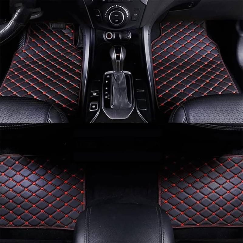 4 StüCk Leder Auto FußMatten für BMW 2er Active Tourer U06 2022-2024(LHD), Vorne Hinten Teppichschutzmatte Wasserdicht rutschfeste Anti-Kratz Autoteppiche Interieur ZubehöR,I/Black-red von DQSZ