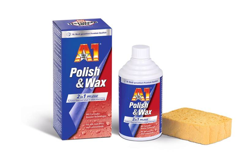 Dr. Wack – A1 Polish & Wax 250 ml inkl. Spezialschwamm I Auto-Politur & Auto-Wachs mit Carnauba I Langanhaltender Schutz & Glanz I Für alle Lacke geeignet I Hochwertige Autopflege – Made in Germany von Dr. Wack