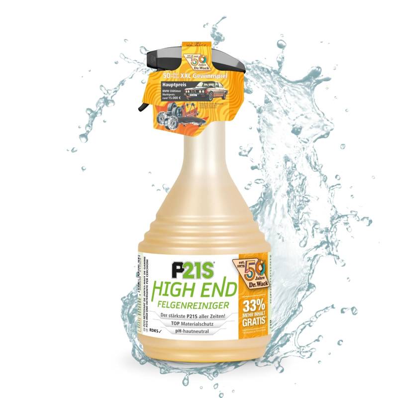 DR. WACK - P21S HIGH END Felgenreiniger 1000 ml - Felgen Spray mit Gel-Formel & Wirkindikator - Schnelle & schonende Reinigung - pH-hautneutral & biologisch abbaubar - Hochwertige Autopflege von Dr. Wack