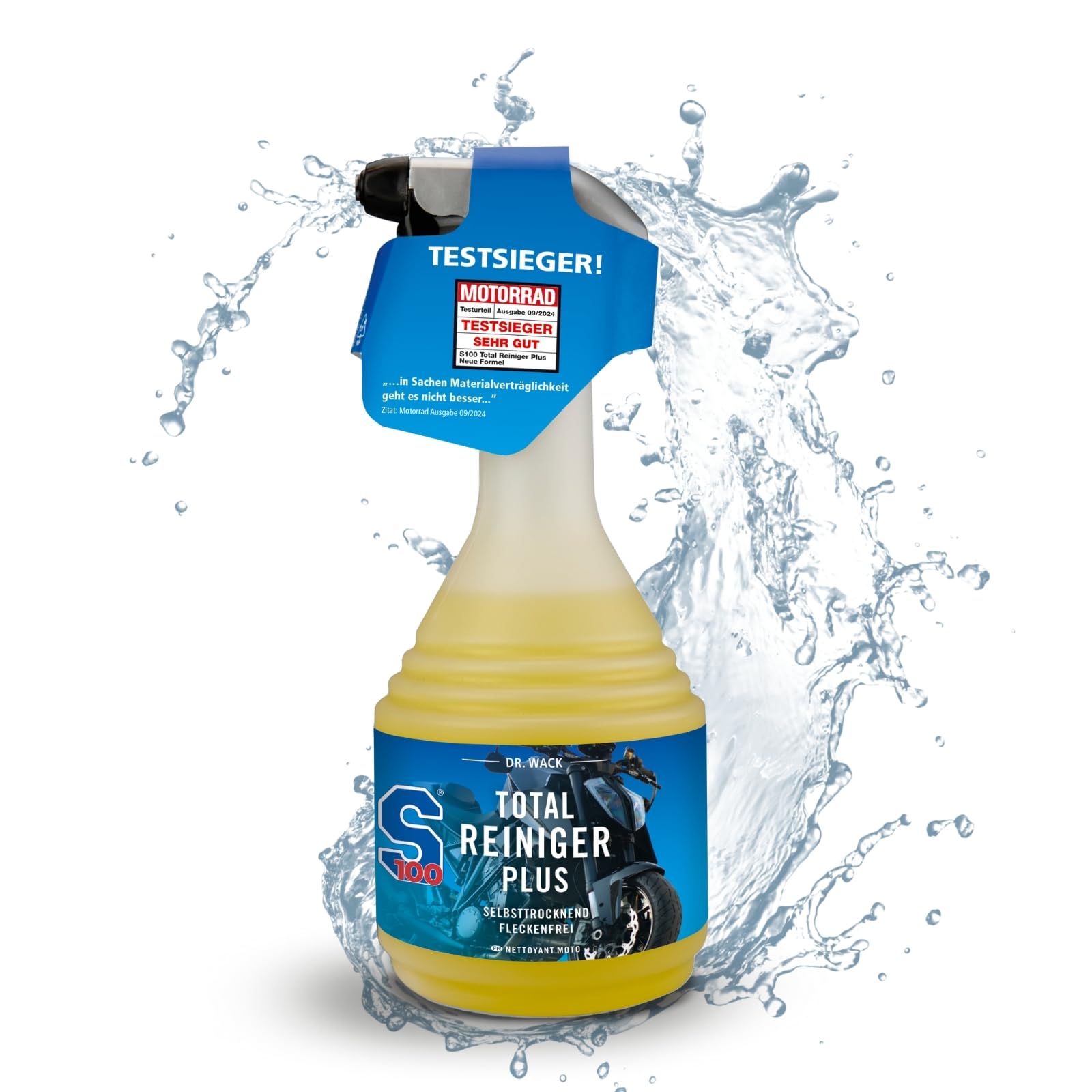 Dr. Wack - S100 Total Reiniger Plus 750 ml - Effektiver Motorrad-Reiniger mit Gel-Formel - Schonende Reinigung von Verschmutzungen - Hohe Ergiebigkeit & Reinigungskraft - Hochwertige Motorradpflege von Dr. Wack