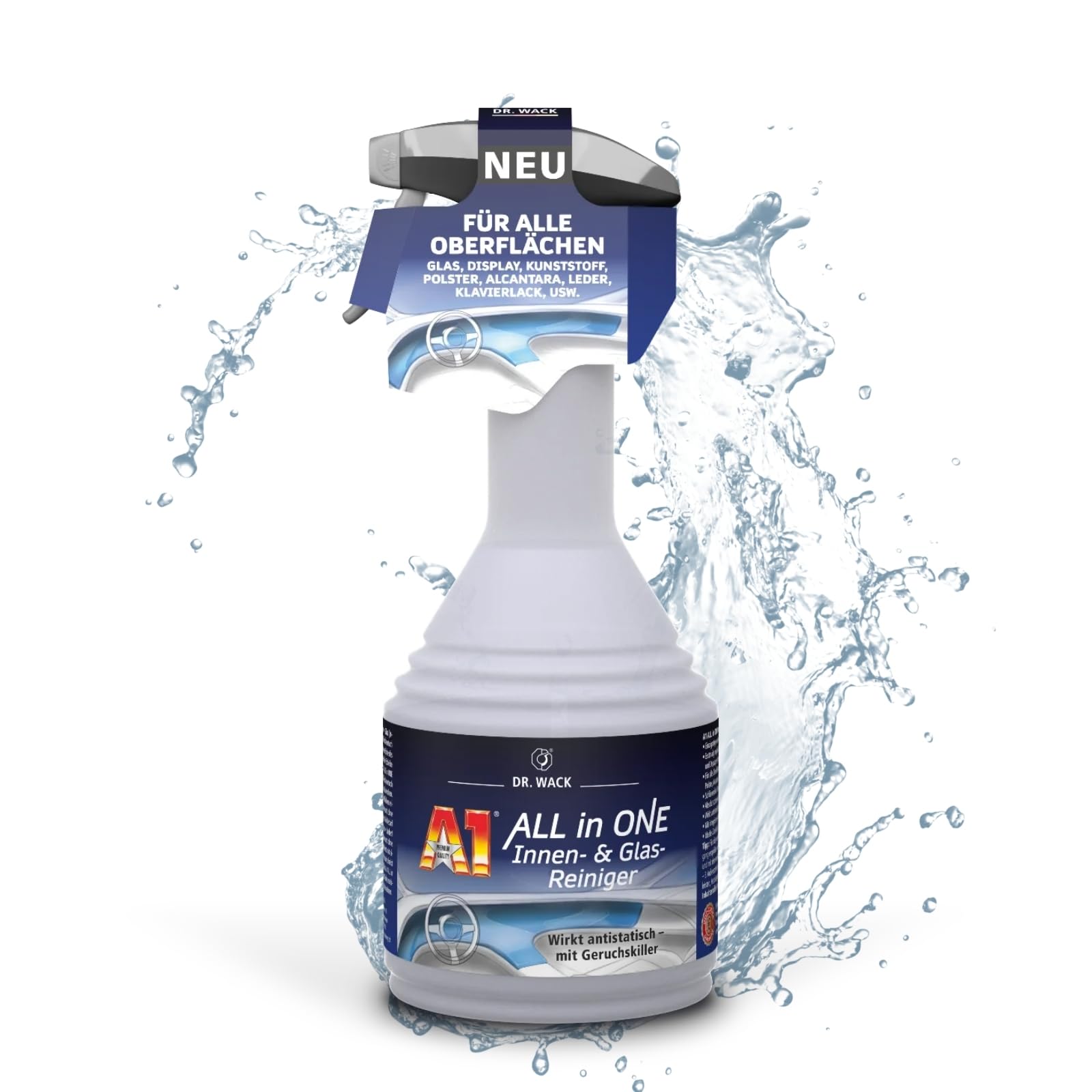 DR. WACK A1 All in ONE Innen- & Glasreiniger 500 ml - Auto Innenraum Reiniger - für Glas, Kunststoff, Polster, Leder & Lacke geeignet - Geruchsneutralisierer Auto - Hochwertige Autopflege DR. WACK A1 All in ONE Innen- & Glasreiniger 500 ml - Auto Innenraum Reiniger - für Glas, Kunststoff, Polster, Leder & Lacke geeignet - Geruchsneutralisierer Auto - Hochwertige Autopflege von DR. WACK