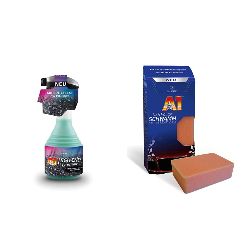 Dr. Wack – A1 HIGH END Spray Wax, 500 ml I Premium Auto-Wachs für monatelangen Lackschutz & A1 DER Politur SCHWAMM I Premium Schwamm zum Auto-Polieren I Perfekt zum Auftragen aller A1 Polituren Dr. Wack – A1 HIGH END Spray Wax, 500 ml I Premium Auto-Wachs für monatelangen Lackschutz & A1 DER Politur SCHWAMM I Premium Schwamm zum Auto-Polieren I Perfekt zum Auftragen aller A1 Polituren von DR. WACK
