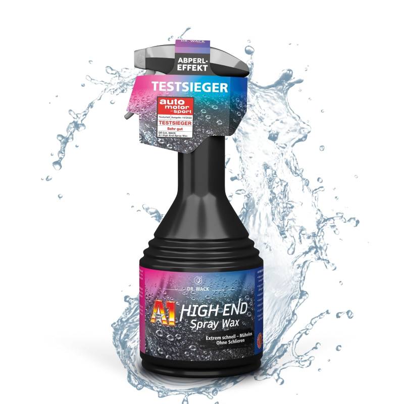 DR. WACK - A1 HIGH END Spray Wax 500 ml - Autowachs mit Abperl-Effekt - Sprühwachs für langanhaltenden Lackschutz & Glanz - Auto Lackversiegelung - für alle Lackarten - Hochwertige Autopflege von Dr. Wack