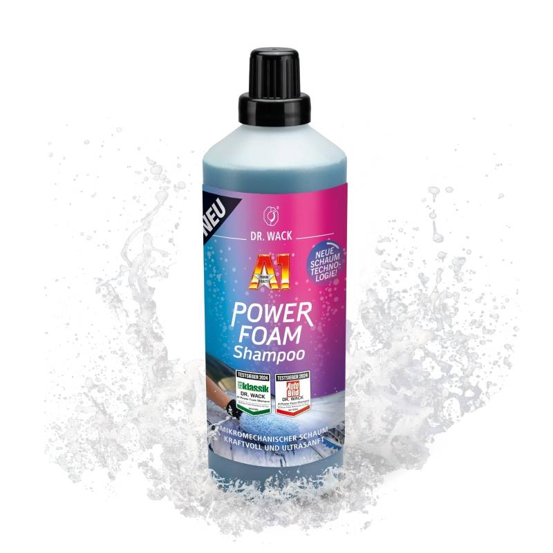 DR. WACK - A1 Power Foam Shampoo 1 Liter - Autoshampoo für Vorreinigung & Handwäsche - Kraftvoller & schonender Schaumreiniger - biologisch abbaubar - für alle Lackarten - Hochwertige Autopflege von Dr. Wack