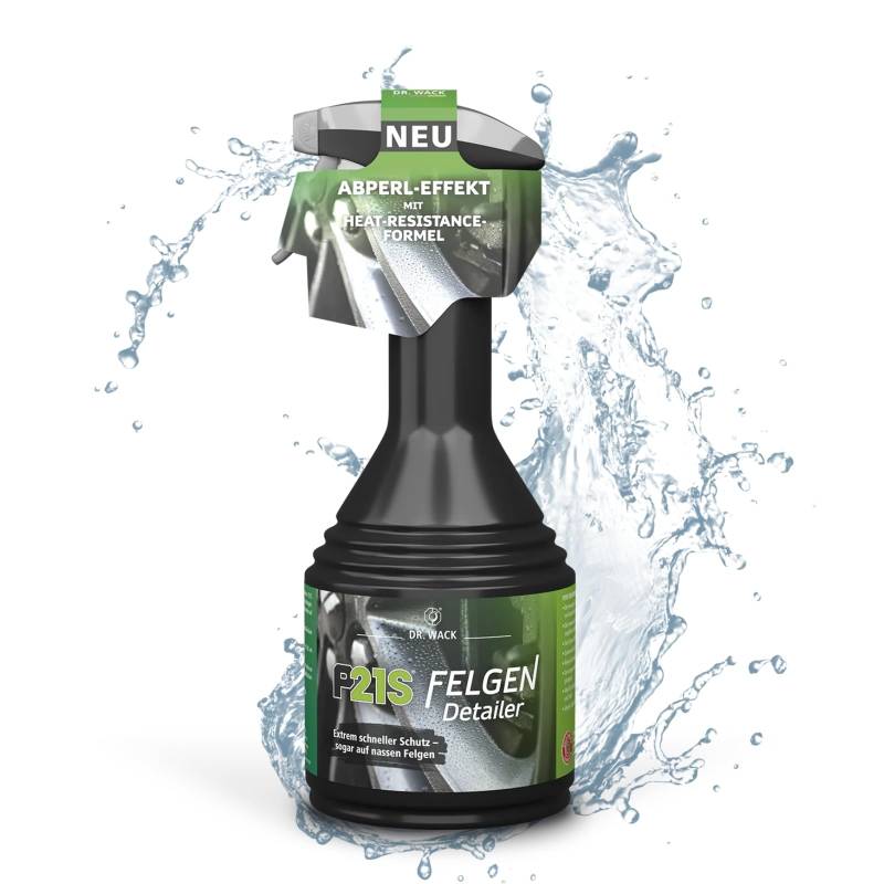 DR. WACK P21S Felgen Detailer 500 ml - Felgen-Spray mit Abperleffekt - Hitzebeständiger Felgenschutz für Auto - Für Stahl- & Alufelgen geeignet - Hochwertige Autopflege von Dr. Wack