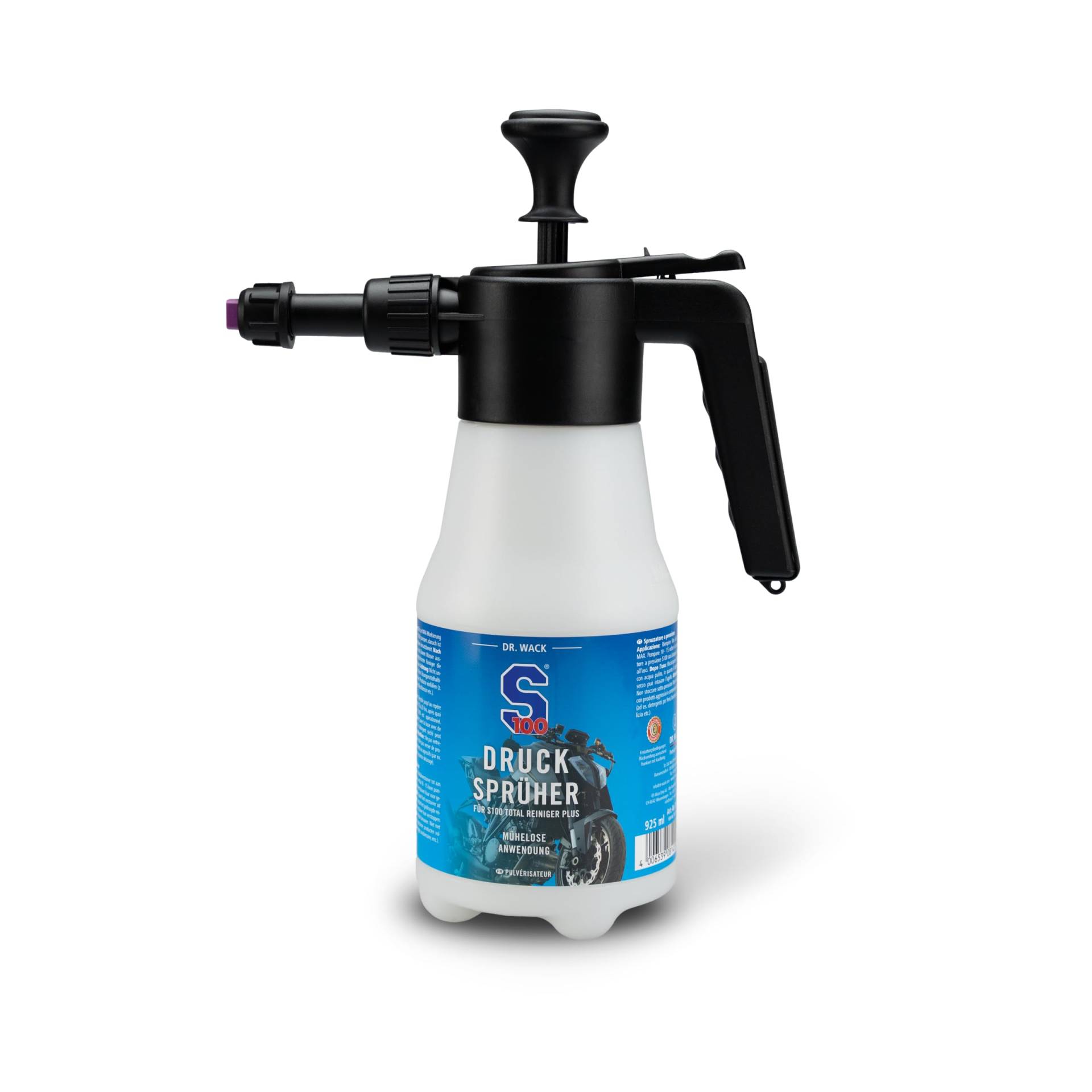 Dr. Wack - S100 Drucksprüher (leer) 925 ml I Sprühflasche für Motorradreiniger I Drucksprühflasche für hochwertige Motorrad Reinigung I Made in Germany von Dr. Wack
