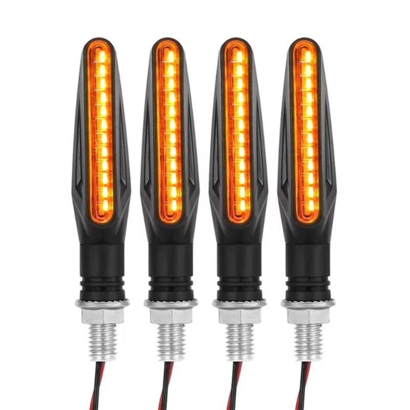 DRCIOQAZR Motorrad Blinker Licht Universal Motorrad Fließende Wasser Blinker Biegsamen Blinkende Signale Lampe Blinker Licht Eingebautes Relais 12V Blinker Zubehör(4PCS) von DRCIOQAZR
