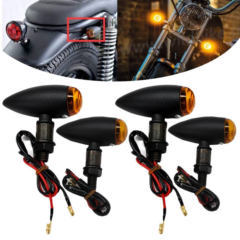 DREAMIZER 4PCS Motorrad Blinker Licht Vorne Hinten Kugelform Blinkerleuchten Vordere Rückleuchten Wasserdicht Stoßfest Universal für Motorrad Scooter Cruiser chopper virago 535 XV 950. von DREAMIZER