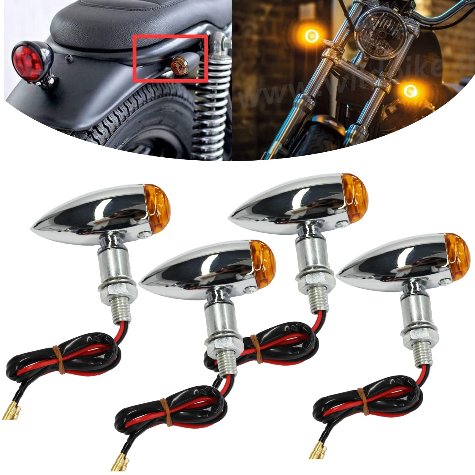 4PCS Motorrad Blinker Licht Vorne Hinten Universal Kugelform Blinkerleuchten Vordere Rückleuchten Universal für Motorrad Scooter 4PCS Motorrad Blinker Licht Vorne Hinten Universal Kugelform Blinkerleuchten Vordere Rückleuchten Universal für Motorrad Scooter von DREAMIZER