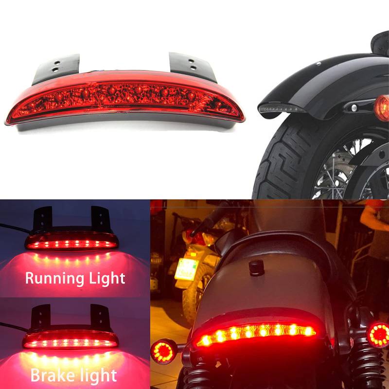 DREAMIZER 8 LED Motorrad Rücklicht 12V Rot Gehackte Kotflügelkante Motorrad ROT Bremse Rücklicht für Sportster XL 883N 1200N XL1200V XL1200X Achtundvierzig von DREAMIZER