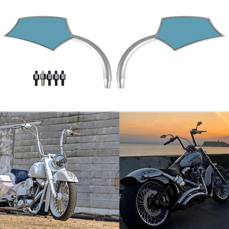 Chrom Motorrad Spiegel 10 mm 8 mm Rückspiegel motorrad für Road King Street Glide Softail Electra Glide Road Glide Dyna Softail 1982-2018 2019 2020 2021. von DREAMIZER