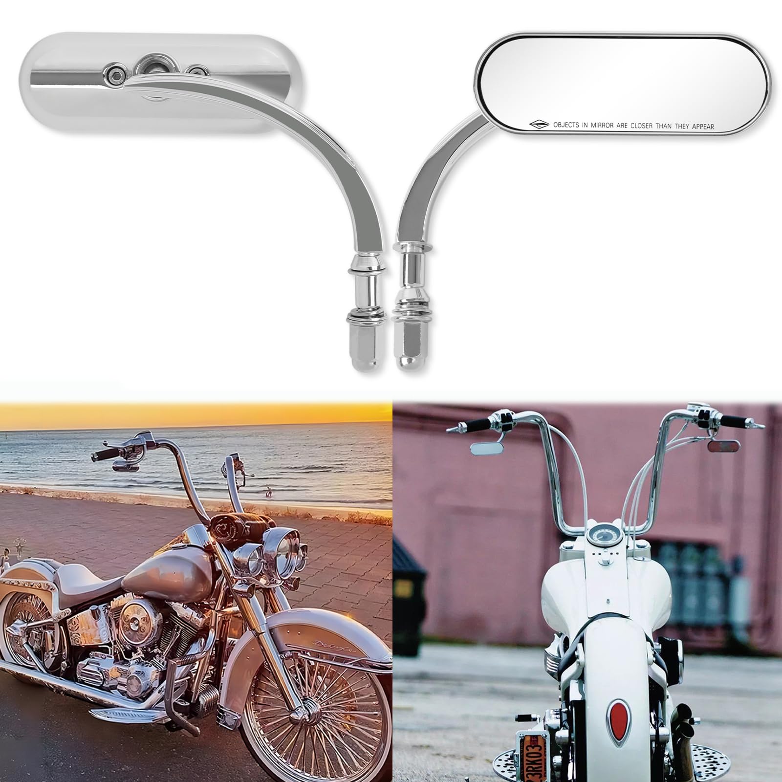 Chrom Motorradspiegel Oval M8 M10 Motorrad Rückspiegel Kompatibel mit Harley Road King Softail Glide Electra Dyna Chopper Bobber Touring Cruiser Street Bike Yamaha Chrom Motorradspiegel Oval M8 M10 Motorrad Rückspiegel Kompatibel mit Harley Road King Softail Glide Electra Dyna Chopper Bobber Touring Cruiser Street Bike Yamaha von DREAMIZER