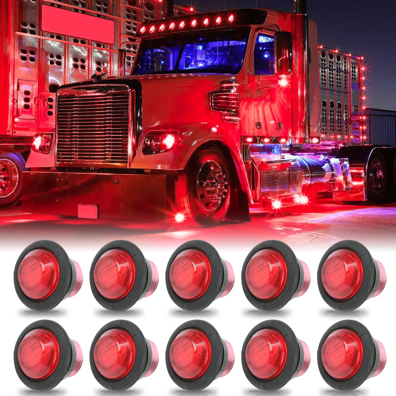 DREAMIZER 10pcs 3/4" Runde LED Auto Seitenleuchten, 12V 24V Vordere Heckseiten Seitenmarkierungsleuchten Positionsleuchten für LKW Pickup Auto ATV UTV Anhänger SUV Van Wohnwagen Bus Boot DREAMIZER 10pcs 3/4" Runde LED Auto Seitenleuchten, 12V 24V Vordere Heckseiten Seitenmarkierungsleuchten Positionsleuchten für LKW Pickup Auto ATV UTV Anhänger SUV Van Wohnwagen Bus Boot von DREAMIZER
