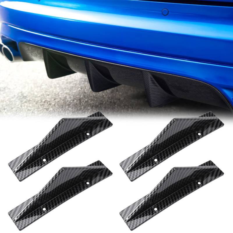 DREAMIZER Auto Heckspoiler, 4PCS Universal Car Heck Stoßstange Spoiler Diffusor, ABS hinteren Stoßstange Spoiler, Kohlenstoff Spoiler Flossenschutzdekoration von DREAMIZER