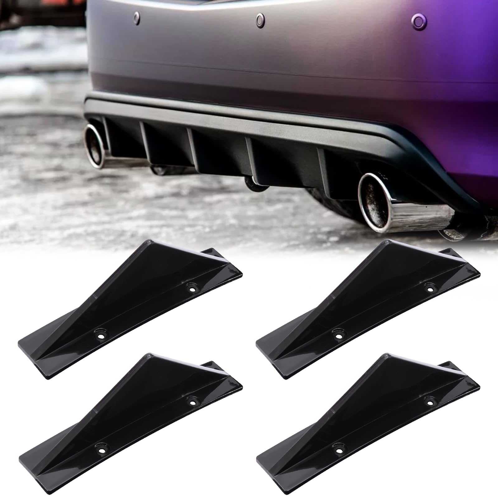 DREAMIZER Auto Heck diffusor, 4PCS Universal Heck Stoßstange Spoiler Diffusor, ABS hinteren Stoßstange Spoiler, Schwarz Spoiler Flossenschutzdekoration von DREAMIZER