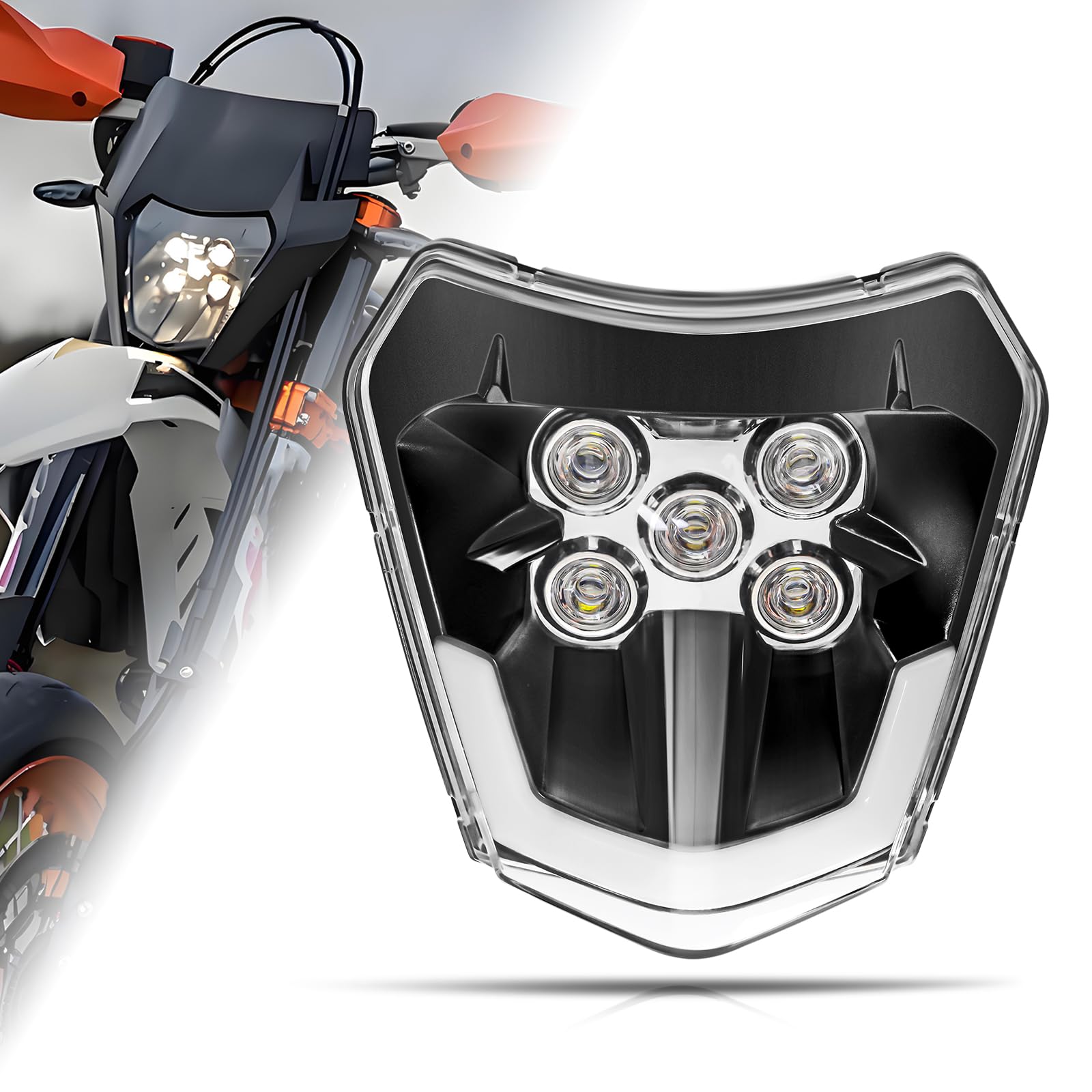 DREAMIZER Dirt Bike Scheinwerfer, DOT E24 Universal Motorrad LED Scheinwerfer Universal für Motorrad Dirt Bike Pit Bike Motocross Enduro Supermoto EXC XCW 250 350 450 500 2014-2023 SMC R 690 ATV DREAMIZER Dirt Bike Scheinwerfer, DOT E24 Universal Motorrad LED Scheinwerfer Universal für Motorrad Dirt Bike Pit Bike Motocross Enduro Supermoto EXC XCW 250 350 450 500 2014-2023 SMC R 690 ATV von DREAMIZER