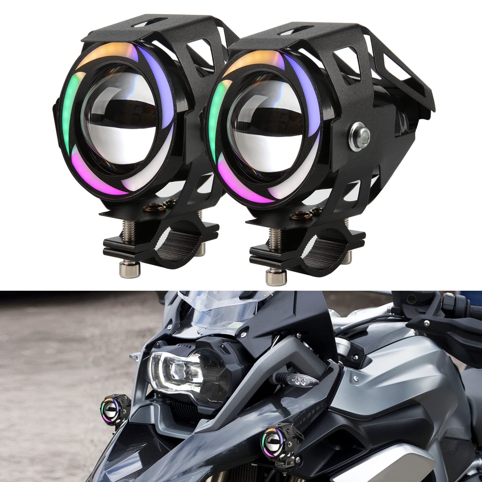 DREAMIZER Motorrad Frontscheinwerfer, Scheinwerfer DRL Mit Angel Eyes Licht, 12V 24V Nebelscheinwerfer Kompatibel Mit R1200GS 1200XRT Touring ATV UTV, Hoch/Tief/Strobe 3 Lichtmodi DREAMIZER Motorrad Frontscheinwerfer, Scheinwerfer DRL Mit Angel Eyes Licht, 12V 24V Nebelscheinwerfer Kompatibel Mit R1200GS 1200XRT Touring ATV UTV, Hoch/Tief/Strobe 3 Lichtmodi von DREAMIZER