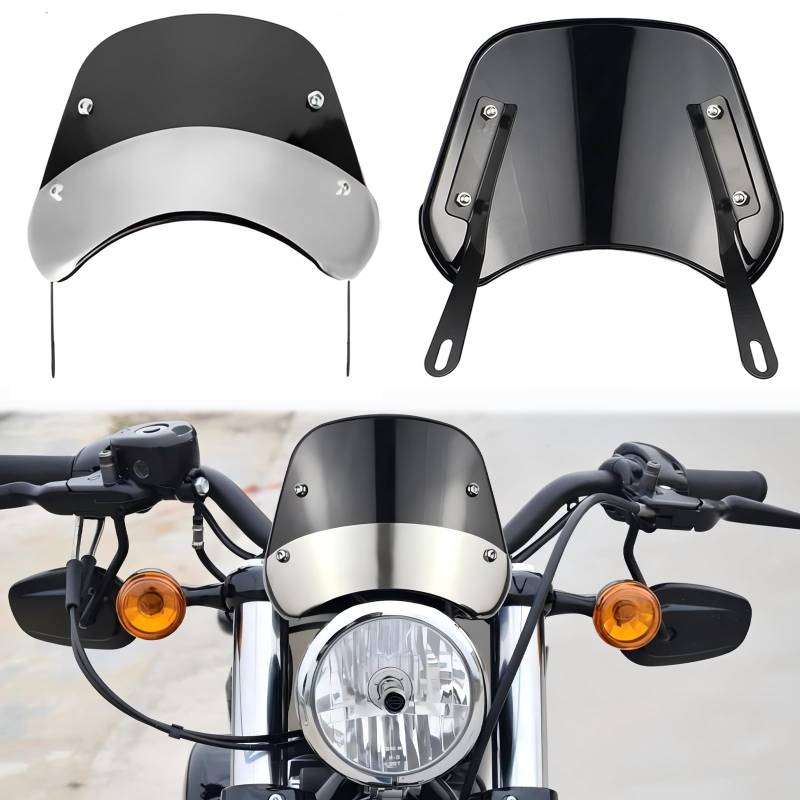 DREAMIZER Motorrad Windschutzscheibe Premium langlebiges Windshield Universal für Cruiser, Touring-Bikes und Sportbikes mit 5'' - 7'' Scheinwerfern. von DREAMIZER