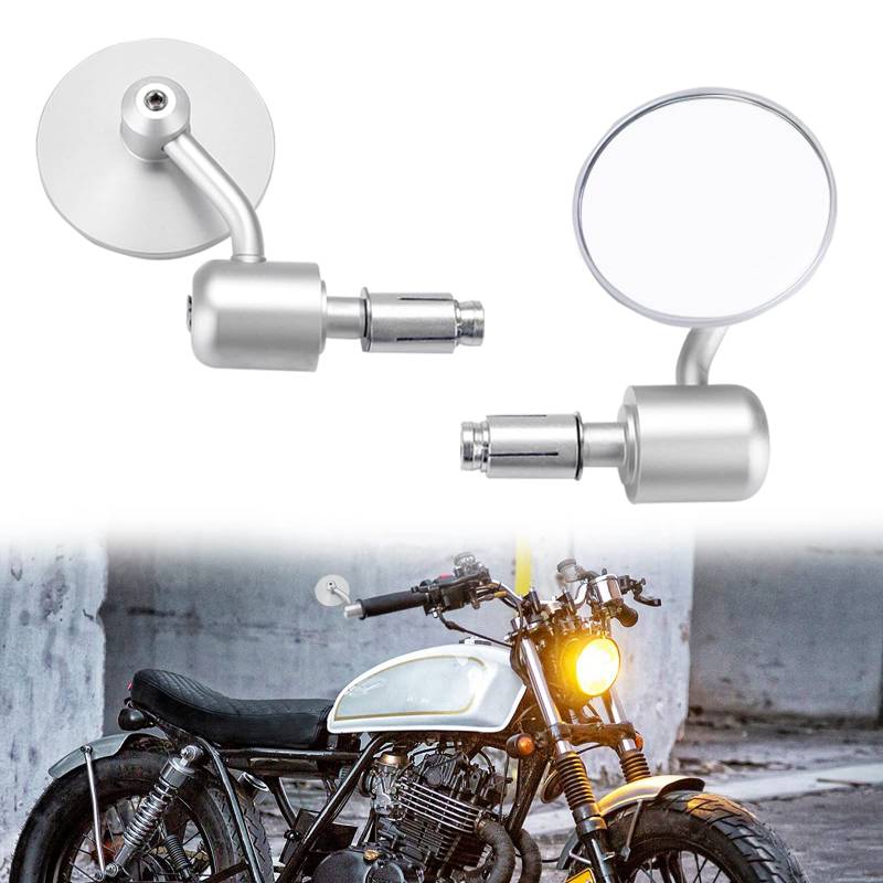 DREAMIZER Runder Motorrad Rückspiegel, 7/8" 22mm Lenkerendspiegel für Street Bike Dirt Bike Scooter Chopper Cruiser von DREAMIZER