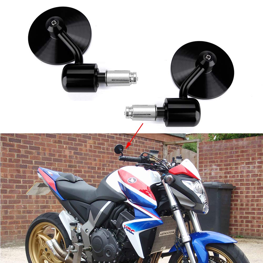 DREAMIZER Schwarz 7/8 "22mm Motorrad Rückspiegel Spiegel Runder Lenker Flügelspiegel Lenkerende für Scooter Straßenrad CB1000R CB1300 CB600F CBF600 CBR125R CBF125 DREAMIZER Schwarz 7/8 "22mm Motorrad Rückspiegel Spiegel Runder Lenker Flügelspiegel Lenkerende für Scooter Straßenrad CB1000R CB1300 CB600F CBF600 CBR125R CBF125 von DREAMIZER