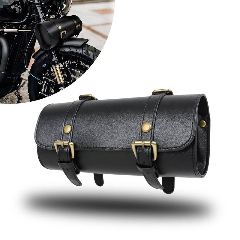 DREAMIZER Universal Motorrad Werkzeugtasche PU Leder Wasserdicht Schwarz Motorrad Aufbewahrungstasche von DREAMIZER