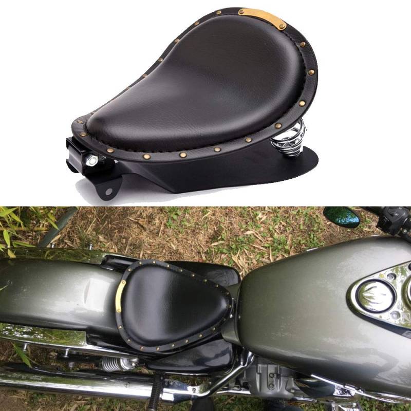 DREAMIZER Bobber Sitz Motorrad Solositz Einzelsitzkissen Passend für Bobber Sportster XL883 1200 48 Forty Eight Fatboy Softtail Dyna Street Glide Chopper von DREAMIZER