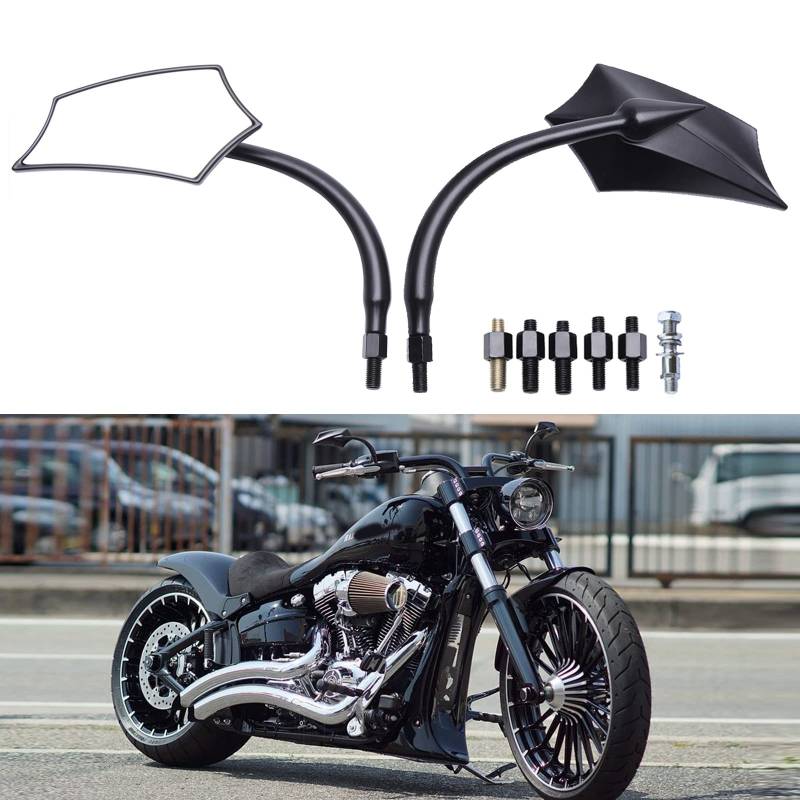 Schwarz Motorrad Spiegel 10 mm 8 mm Rückspiegel motorrad für Road King Street Glide Softail Electra Glide Road Glide Dyna Softail 1982-2018 2019 2020 2021. (Schwarz) von DREAMIZER