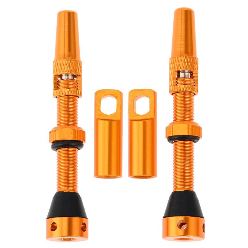 DRELD 2 Stück Fahrrad Tubeless 44mm, 1 Paar Presta Tubeless Ventile, MTB Tublessventiel, Fahrrad Tubeless Presta Aluminiumlegierung, Tubeless Presta Ventilschaft (44mm Gold) von DRELD