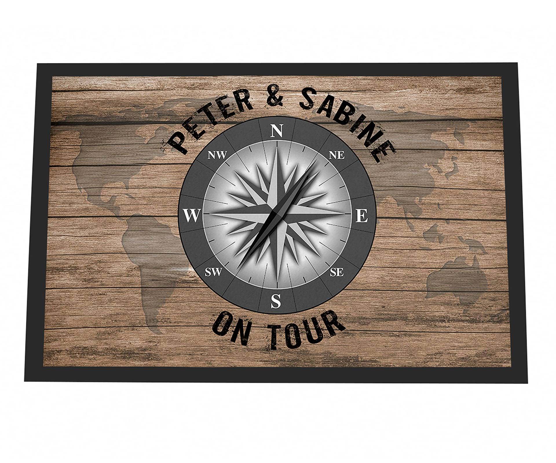 Personalisierte Fußmatte Camper on Tour. Fußabstreifer mit Kompassrose. Personalisierte Fußmatte Camper on Tour. Fußabstreifer mit Kompassrose. von DRUC KLAUS