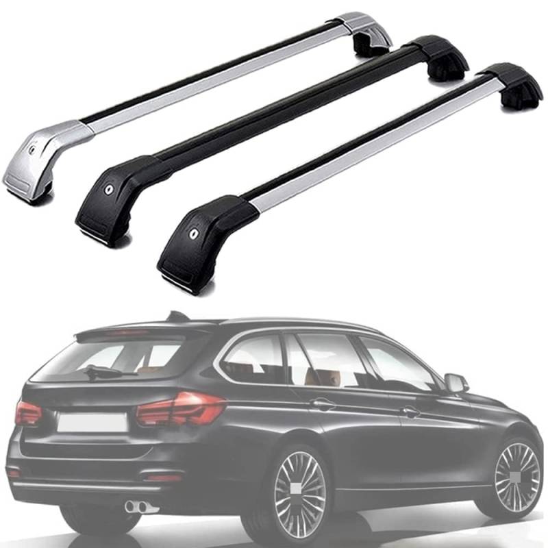 Dachträger für BMW 3-Series E91 Estate 2004-2012, Dachgepäckträger Fahrradträger Dachboxen Skihalter Querträger Zubehör,Silver von DRZTT