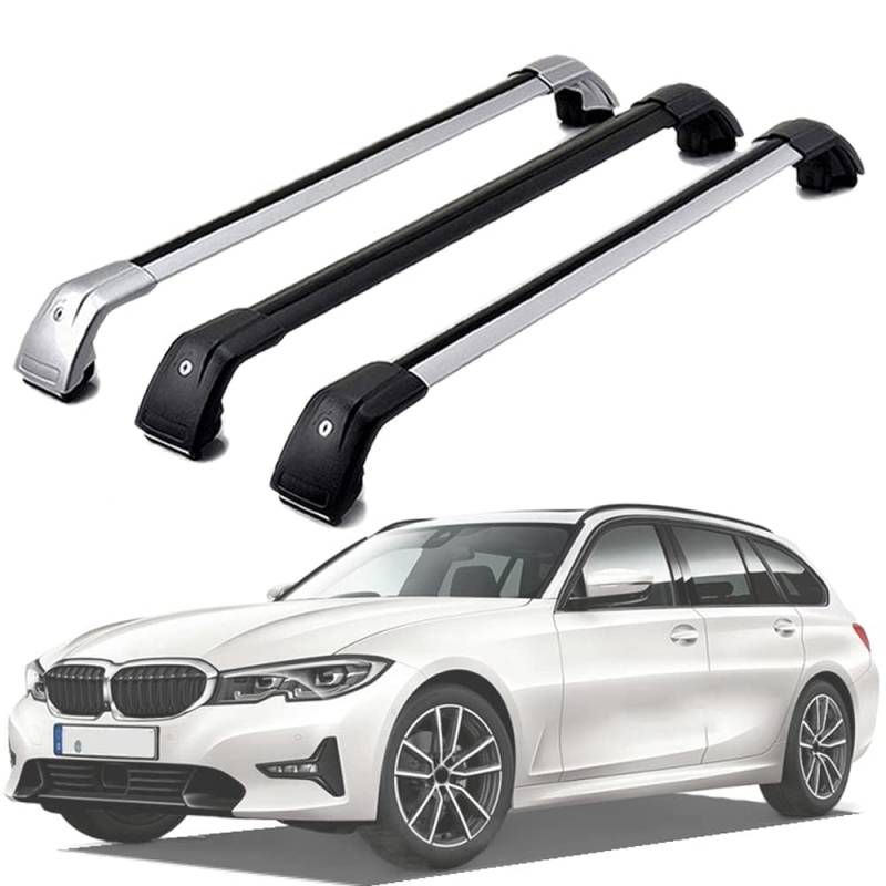 Dachträger für BMW 3 Series G21 Estate 2020 2021, Dachgepäckträger Fahrradträger Dachboxen Skihalter Querträger Zubehör,Silver von DRZTT